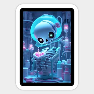 Cute Kawaii skeleton as a doctor Sticker